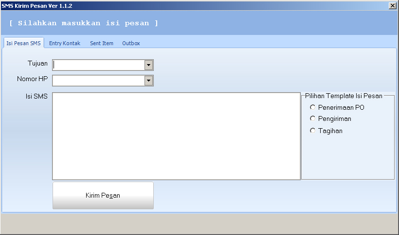 Entry kirim pesan secara manual