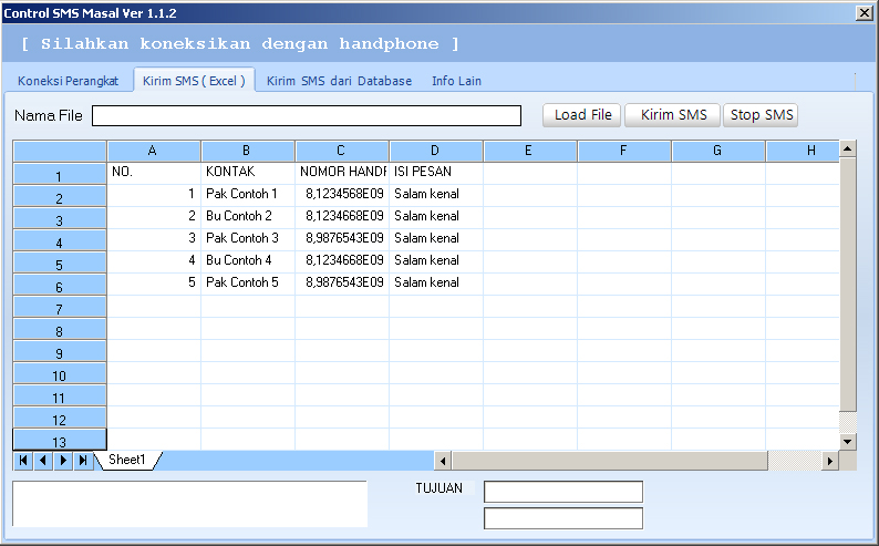 Mengirim pesan dari excel